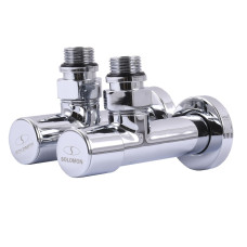 Кран вентильний кутовий з американкою SOLOMON LUX 1/2″ CHROM 7777 (2шт. КОМПЛЕК )   (1уп)