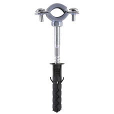 Хомут в зборi CR     3/8″ (16-19мм) з гвинтом-шурупом 8*80 та дюбелем в уп., сірий
