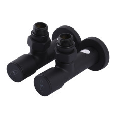 Набір Кран вентильний кутовий з американкою SOLOMON LUX 1/2″  7777  (2шт.) BLACK   (1уп)
