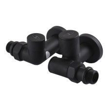 Набір Кран вентильний кутовий з американкою SOLOMON LUX 1/2″  7777  TEN (2шт.) BLACK  (1уп)