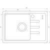 Гранітна мийка Globus Lux MONO чорний металік 620х435мм-А0001