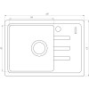 Гранітна мийка Globus Lux MONO графіт 620х435мм-А0001