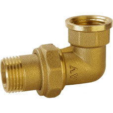 Згін американка кутова латунна    1/2″ВР х 1/2″ЗР штампована з резиновою прокладкою Б0838А VA