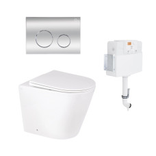 Готове рішення Qtap для ванної кімнати: підлоговий унітаз Swan Rimless + комплект інсталяції Nest 2 в 1 (кругла клавіша Chrome)