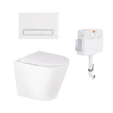 Готове рішення Qtap для ванної кімнати: підлоговий унітаз Swan Rimless + комплект інсталяції Nest 2 в 1 (лінійна клавіша White)