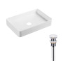 Комплект Qtap Tern: Раковина накладна прамокутна 600x405x110 мм WHITE + Донний клапан PU02