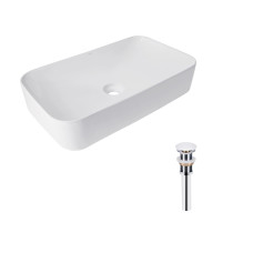 Комплект Qtap Tern: Раковина накладна прамокутна 605x350x140 мм WHITE + Донний клапан PU02