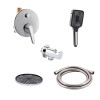 Комплект для душу Qtap Olsava Chrome: Змішувач QTOS6212107ODC + Лійки (QTRUC125CRM45952,QTHLA107CRM45948) + Шланг QTHADPVC200C + QTCRMBH030