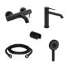 Комплект для ванни Qtap Robin Black: Змішувачі QTROB3060102B+QTROB1060M102B+Тримач QT829910842854OB+Шланг QT054BL43074+Лійка QTRUC125BLM45776