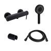 Комплект Qtap Robin Black Matt: Змішувач  QTROB4060102B + Тримач QT829910842854OB + Шланг QTHADPVCSQ160B + Лійка QTRUC125BLM45951