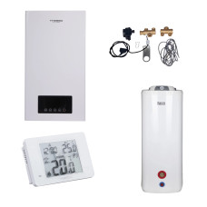 Комплексне рішення Thermo Alliance для котельні: електричний котел 10 кВт + комплект підключення бойлера + комбінований підлоговий водонагрівач 100 л