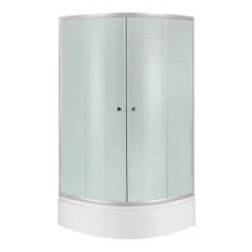 Душова кабіна Latwa SC90x90.SAT.MID.FR полукругла, скло Frost 4 мм + Душовий піддон KAPIELKA ST90x90x26, з панеллю Lidz