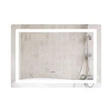 Дзеркало Qtap Mideya 1000х700 з LED-підсвічуванням Touch, з антизапотіванням, з годинником, димером, рег. яскравості QT2078NCF10070W