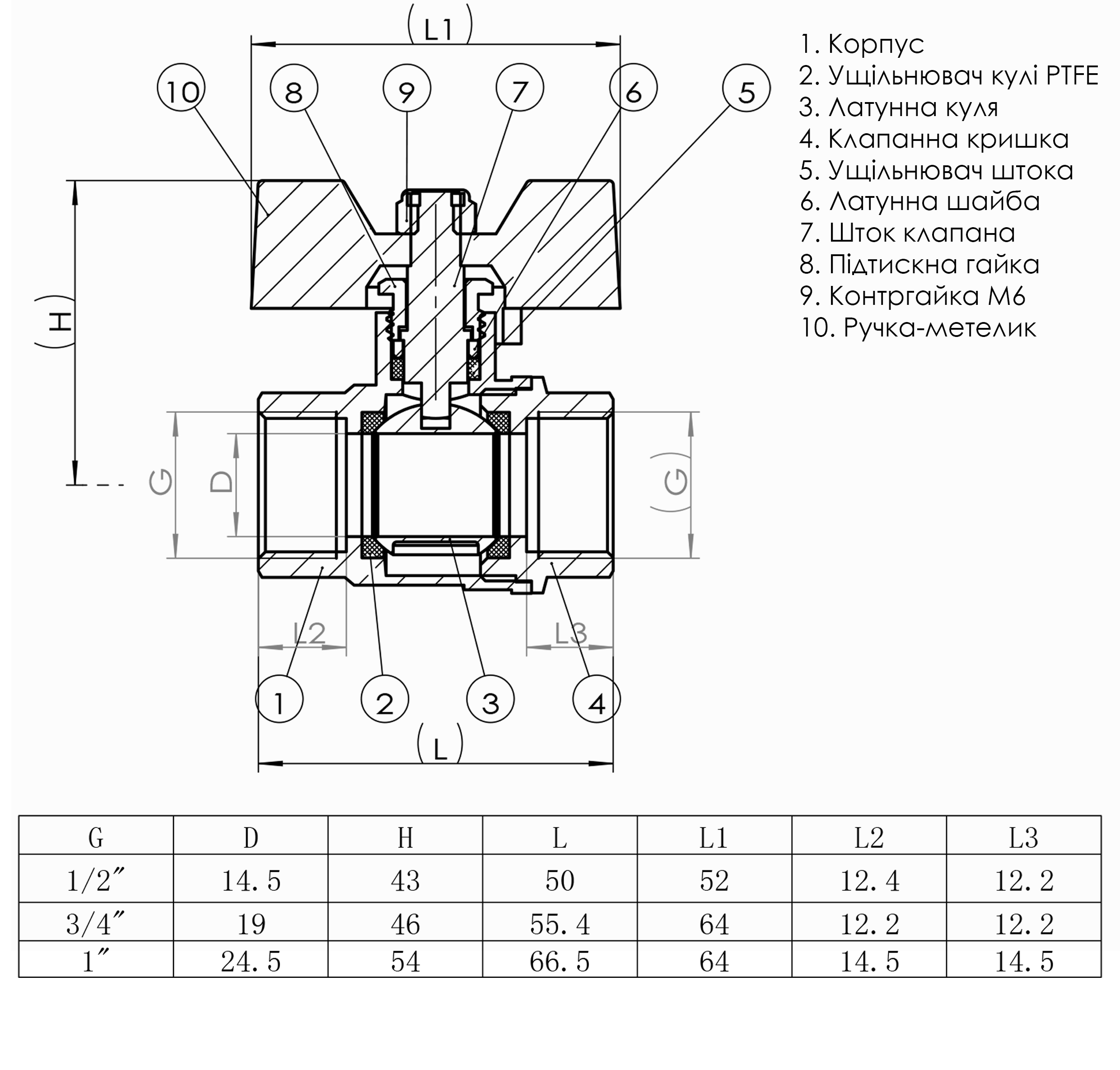 Кран кульовий прямий SOLOMON 1/2″ ВВ КБ PN40 B1007