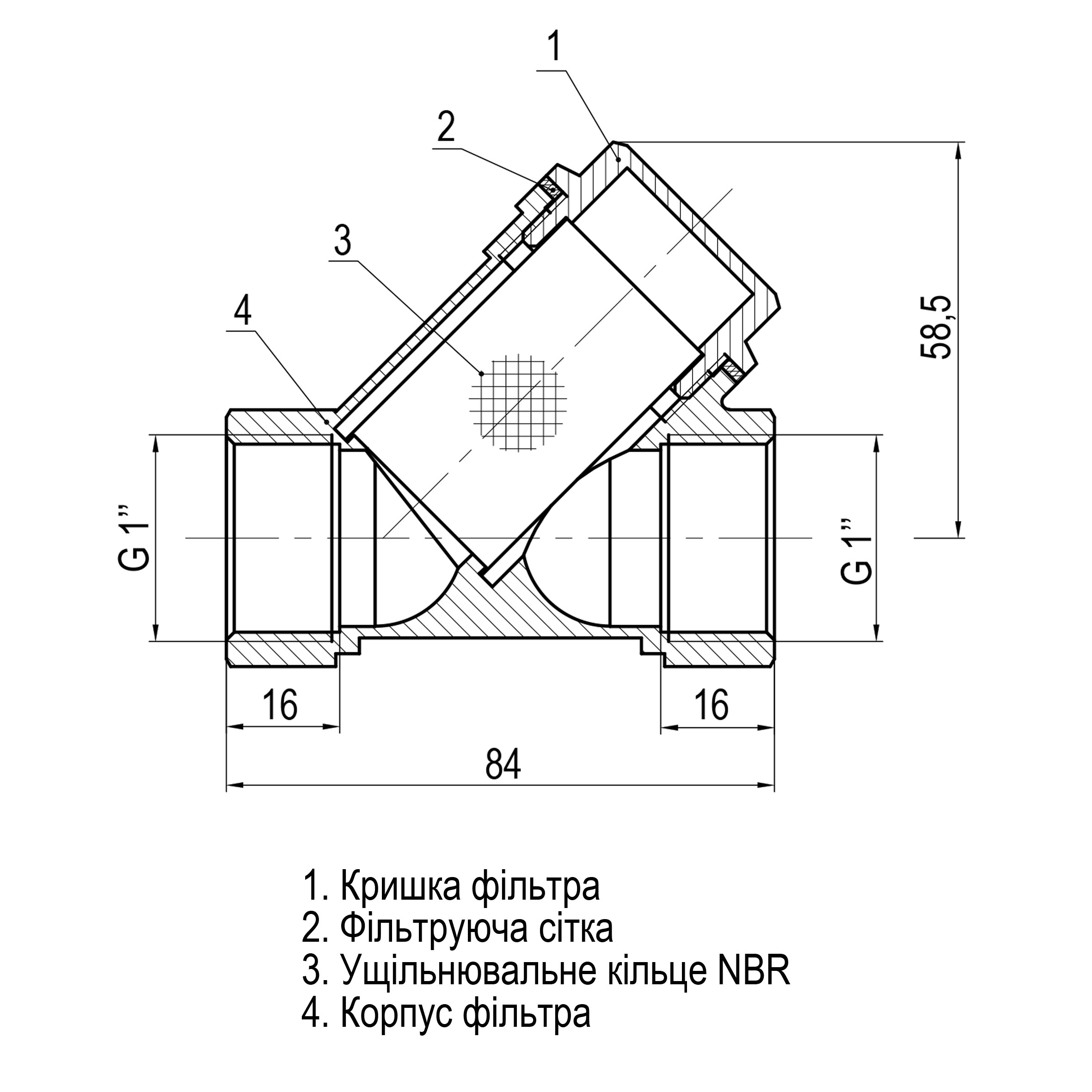 Фільтр грубого очищення SOLOMON 1″ 8011