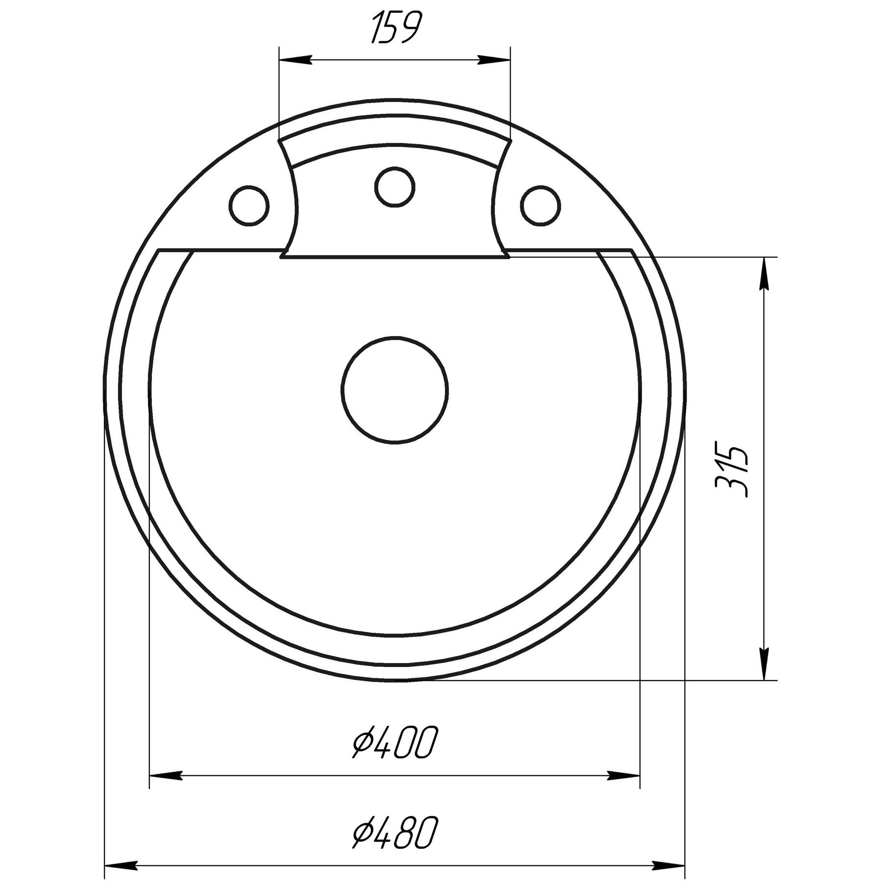 Гранітна мийка Globus Lux  GURON чорний 480мм-А0002
