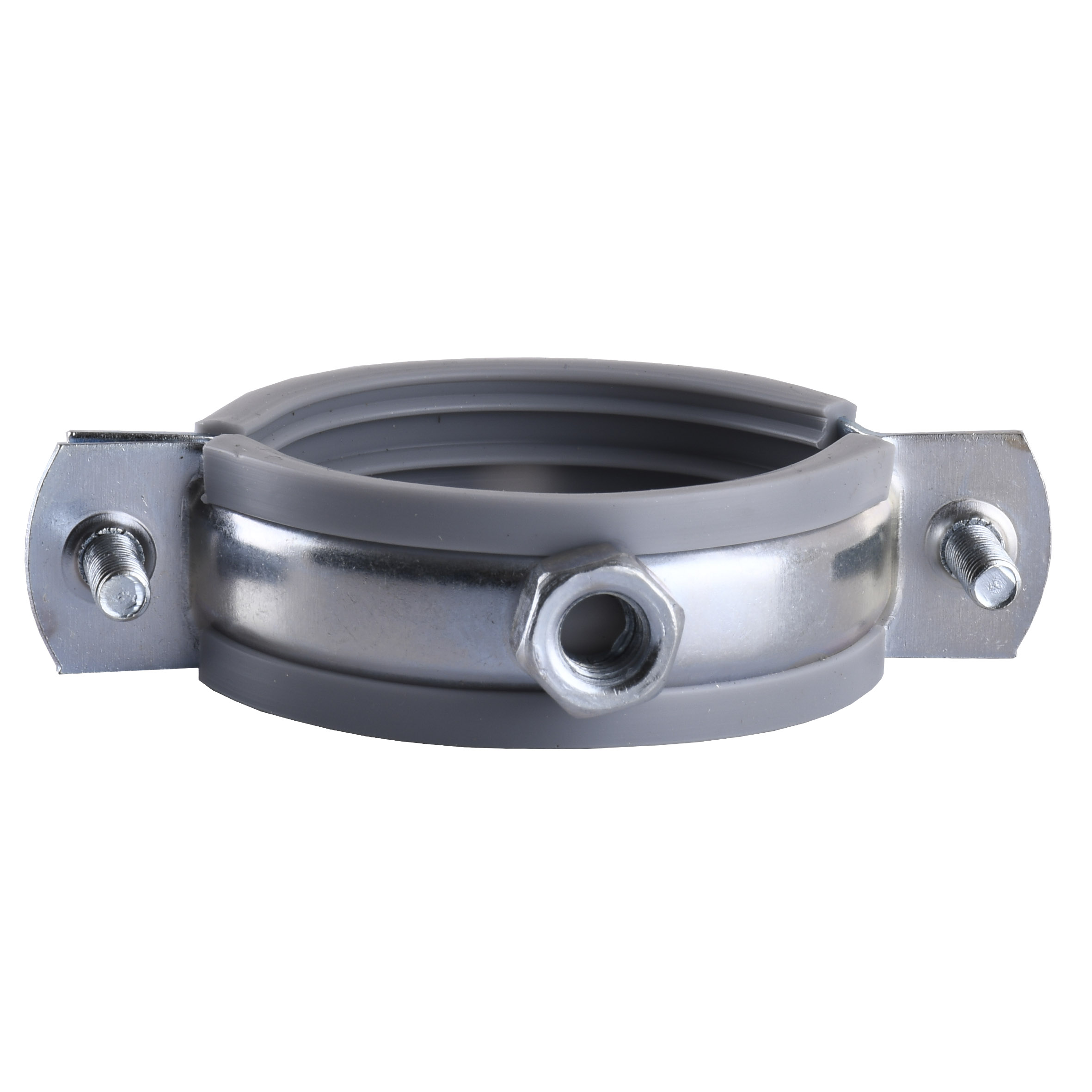 Хомут в зборi CR  1 1/2″ (47-53мм) з гвинтом-шурупом 8*100 та дюбелем в уп., сірий