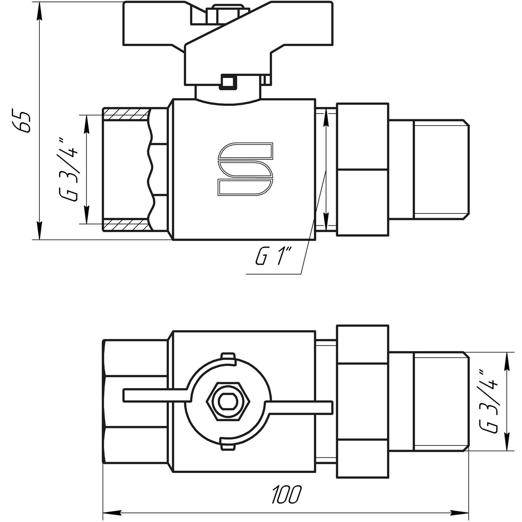 Кран кульовий прямий з американкою SELBA  3/4″ КБ SL1509