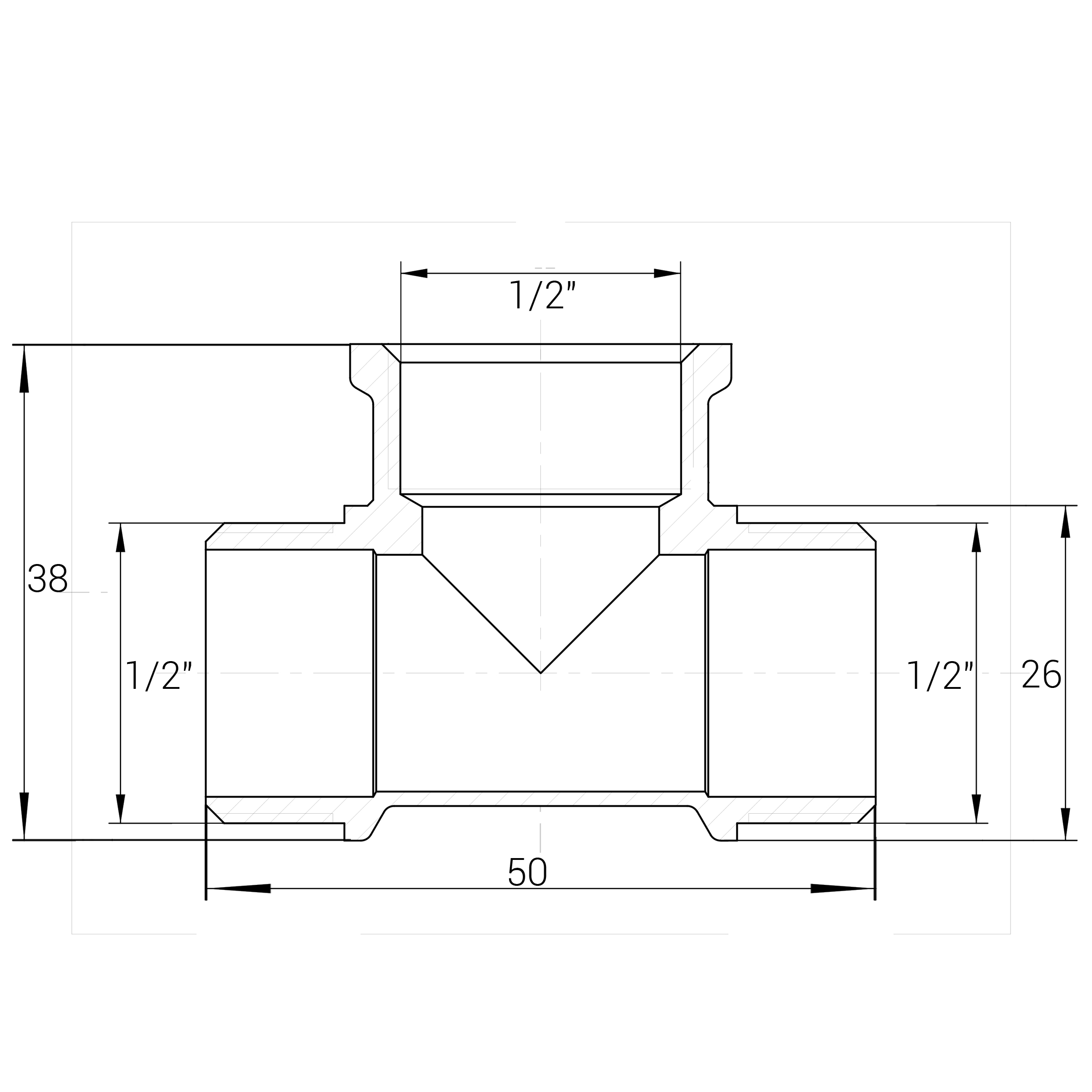 Трійник латунний 1/2″ЗР х 1/2″ВР х 1/2″ЗР штампований А0215А VA
