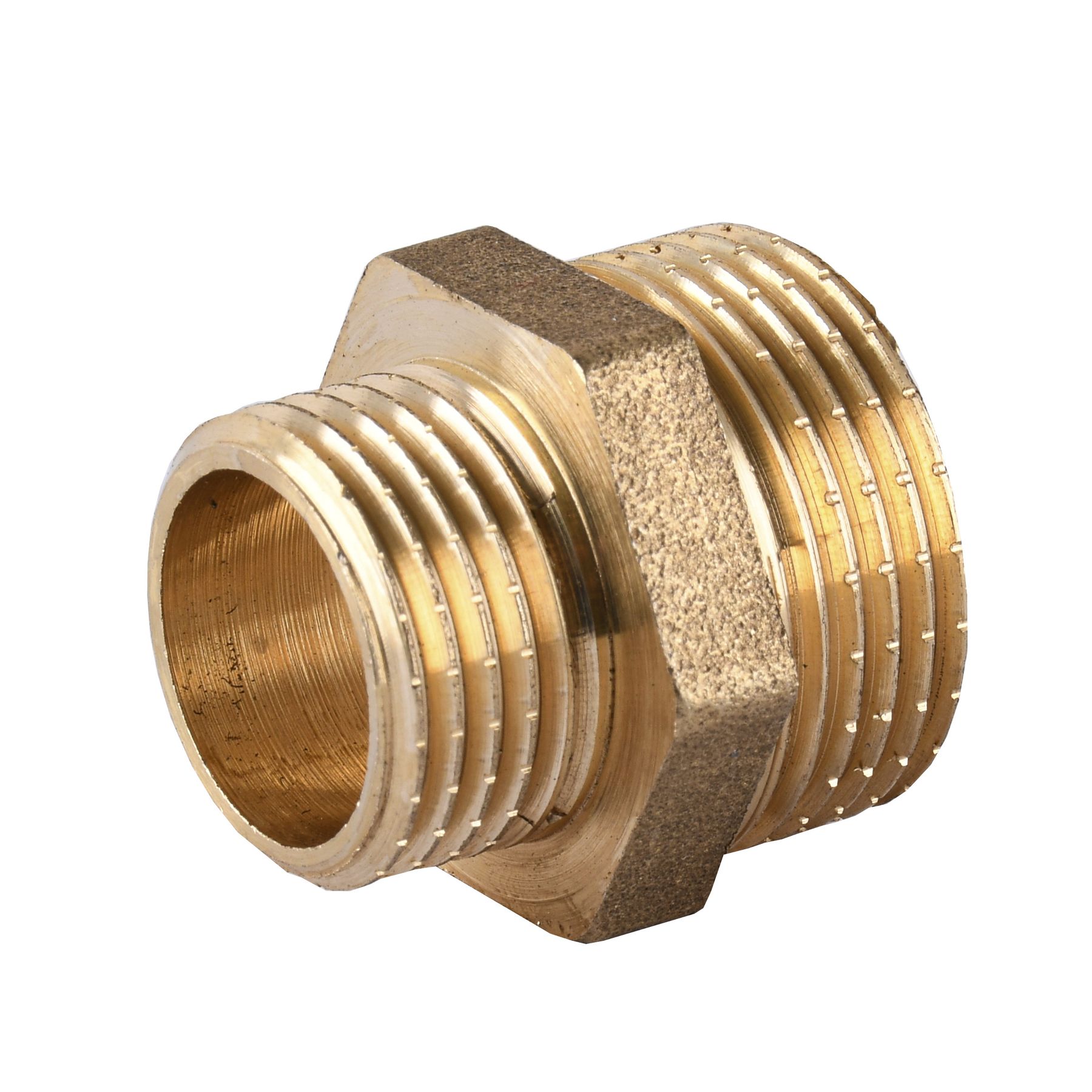 Ніпель редукційний латунний 3/4″ЗР х 1/2″ЗР штампований А0511А VA