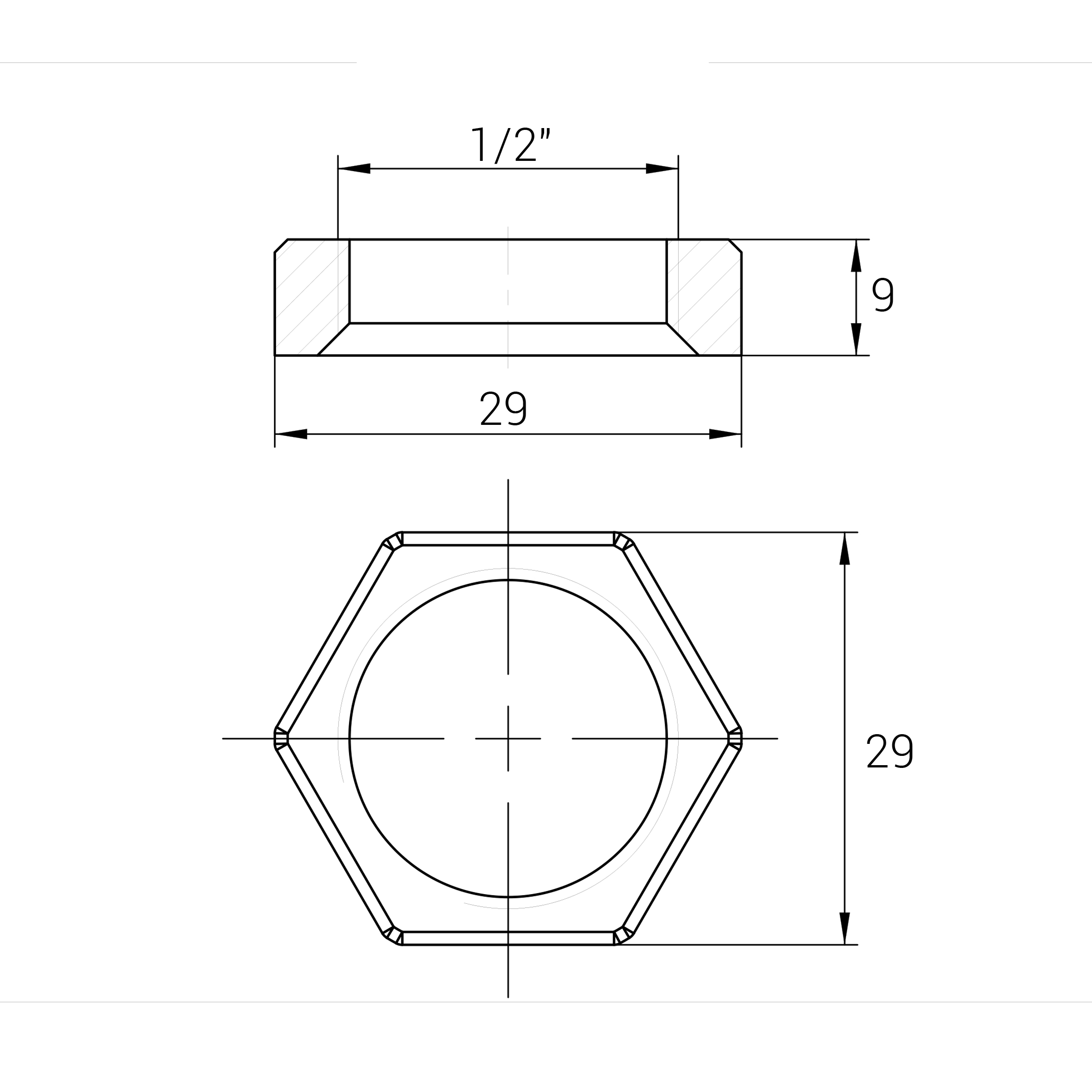 Контргайка латунна 1/2″ВР штампована А1201А VA