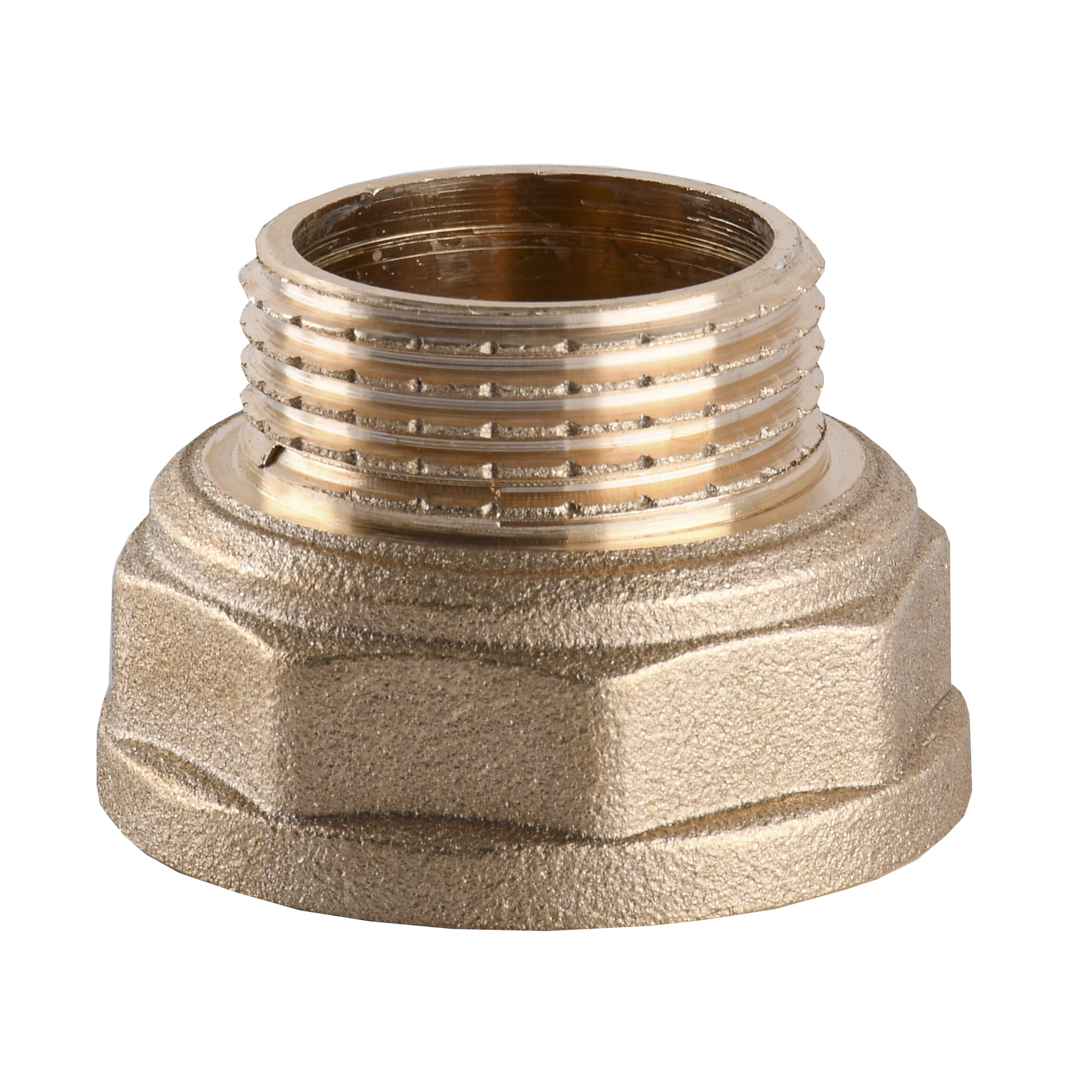 Перехідник редукційний латунний 1 1/2″ВР х 1 1/4″ЗР штампований А0618А VA