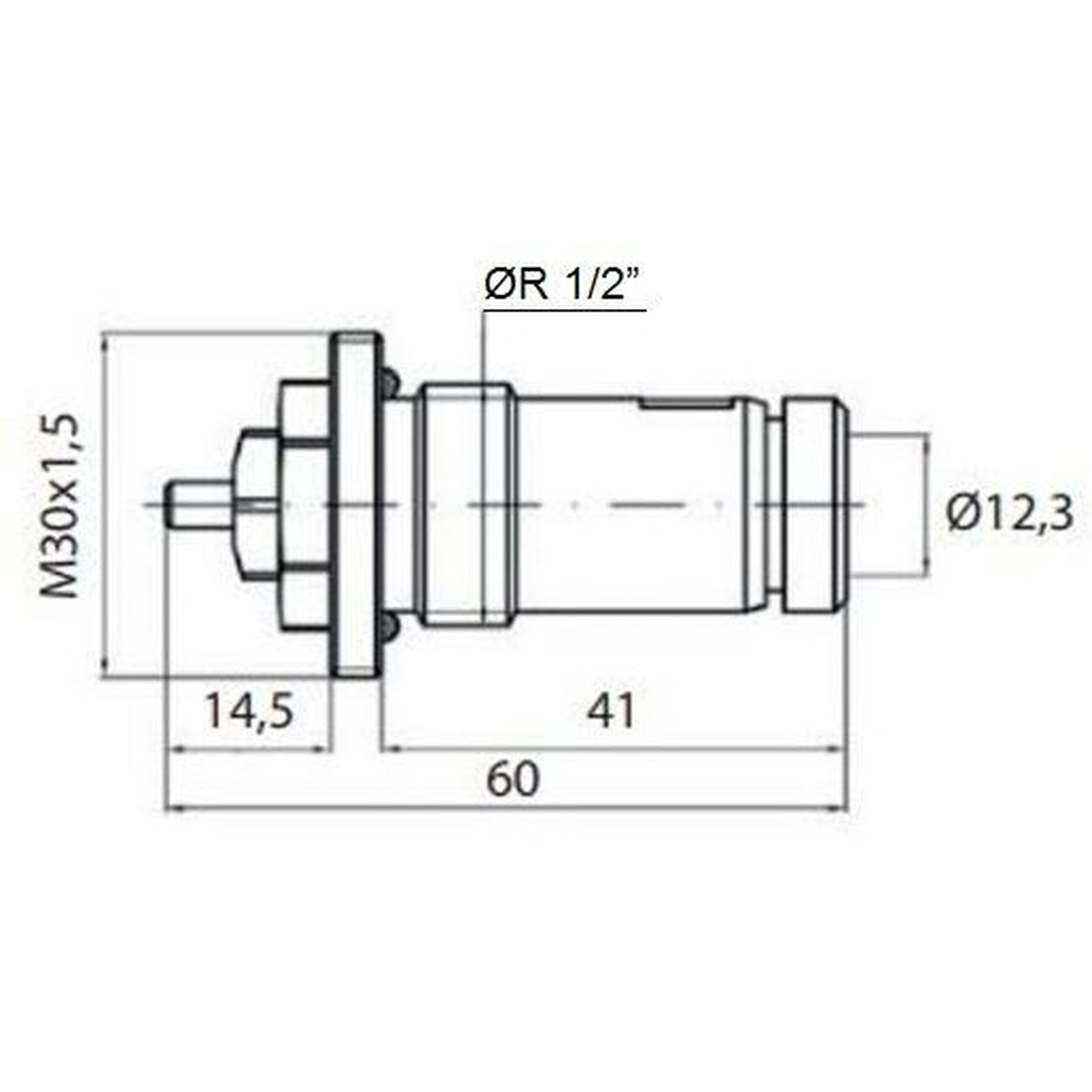 Клапан OUTER під термоголовку М30x1,5 панельного радіатора  PROFESSIONAL  NV-QP 5200 1/2″ЗР (на трубу)