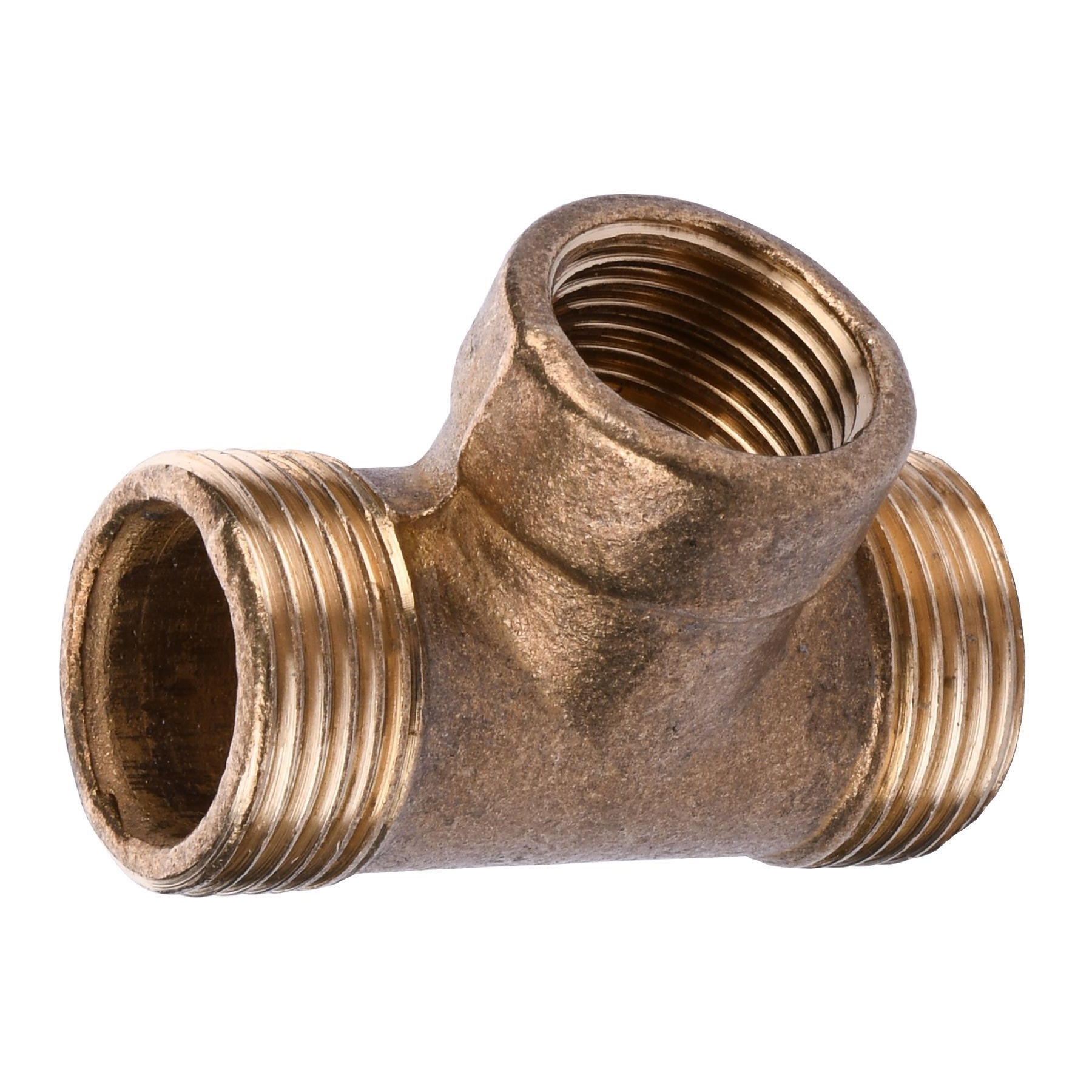 Трійник редукційний латунний 3/4″ЗР х 1/2″ВР х 3/4″ЗР ливарний посилений 664Б