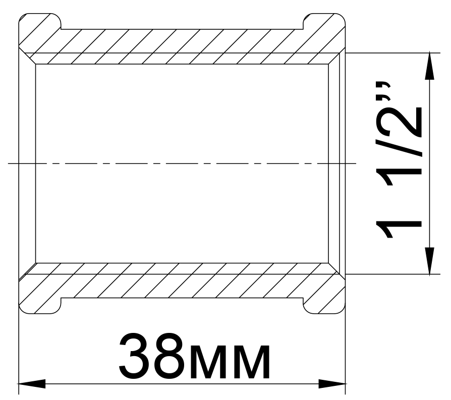 Муфта латунна 1 1/2″ВР х 1 1/2″ВР ливарна 306-1Б