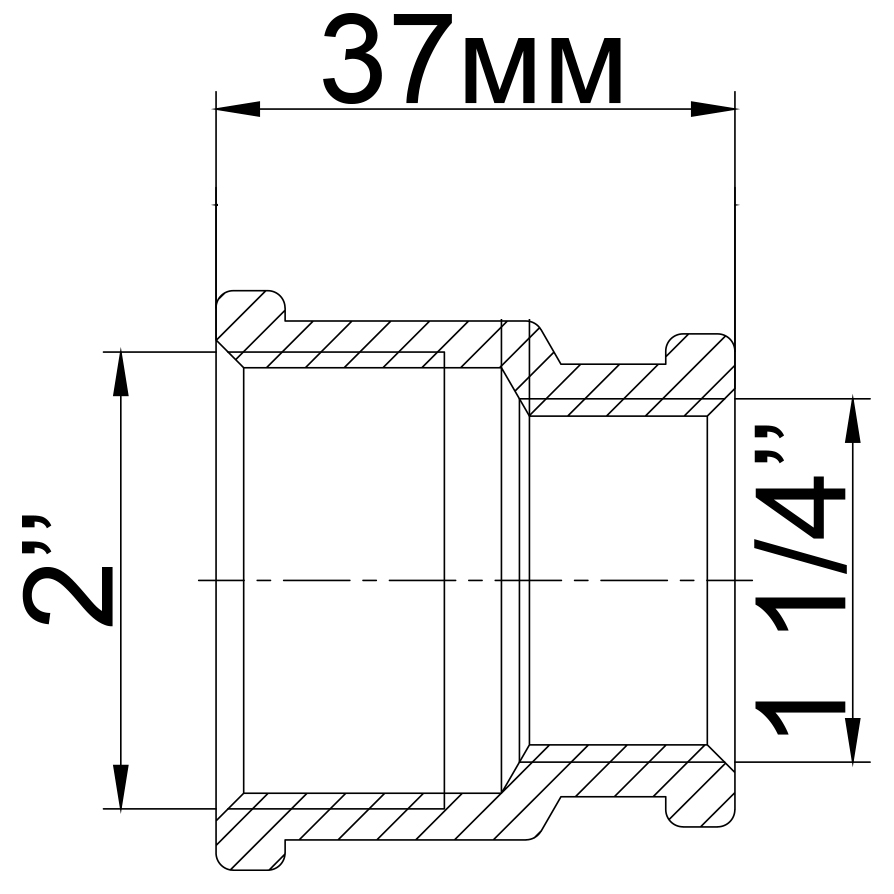 Муфта редукційна латунна 2″ВР х 1 1/4″ВР ливарна 322Б