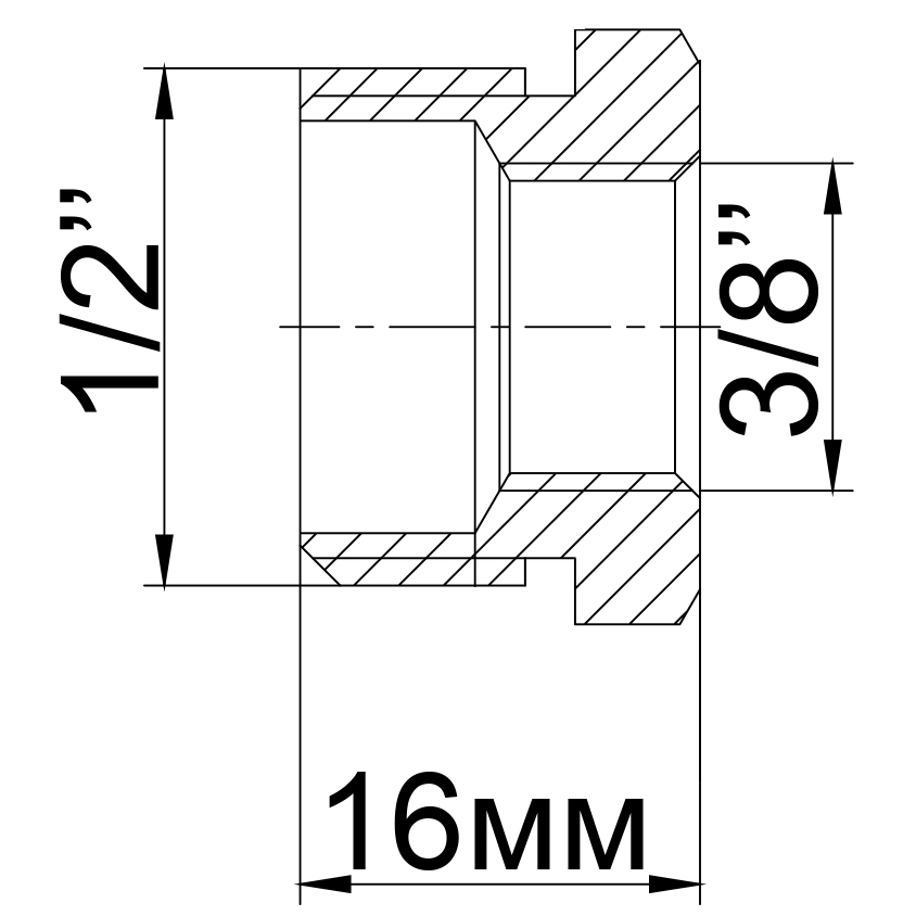 Футорка латунна 1/2″ЗР х 3/8″ВР ливарна 701Б
