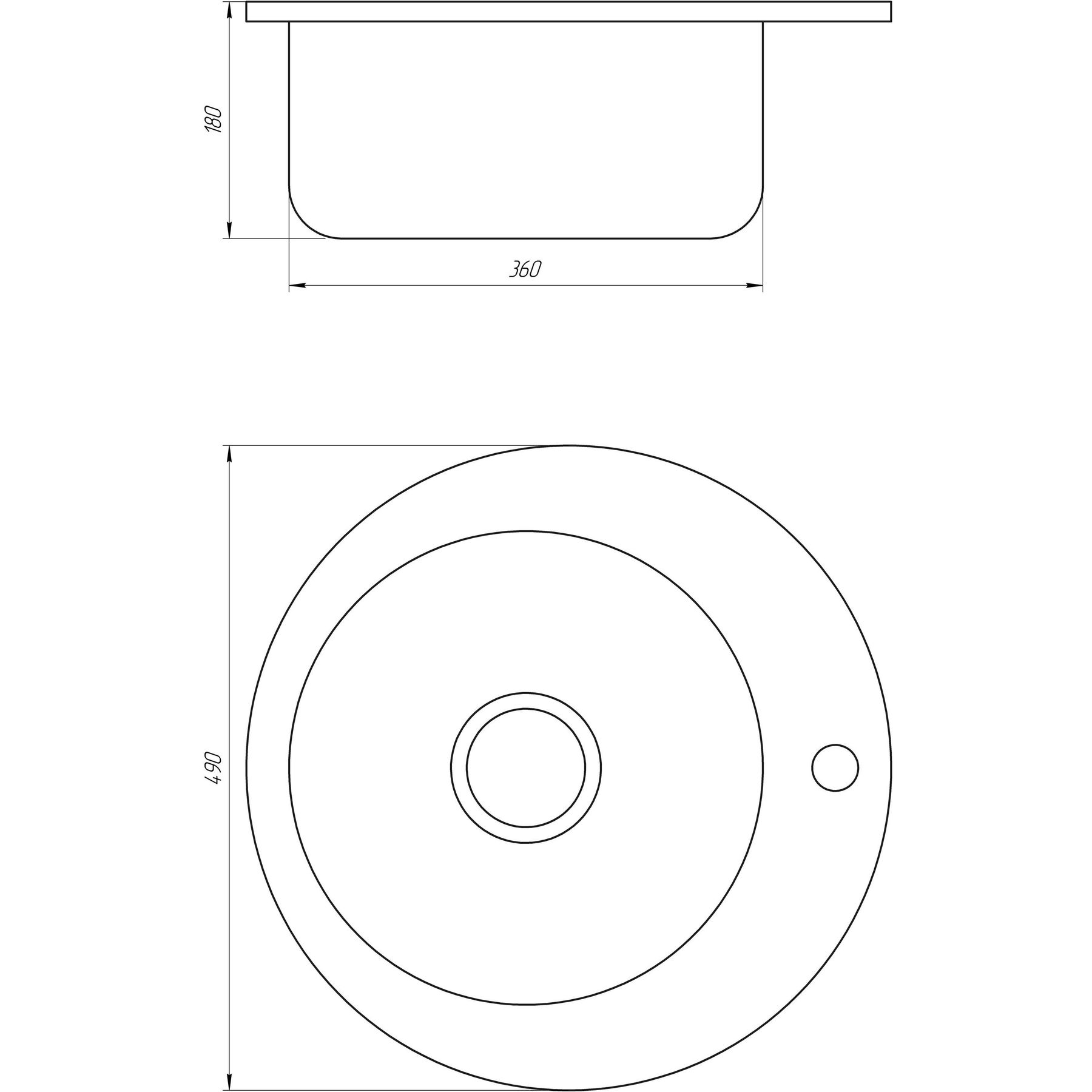 Мийка кухонна врiзна кругла 490х180 Decor MR 490 D Mira