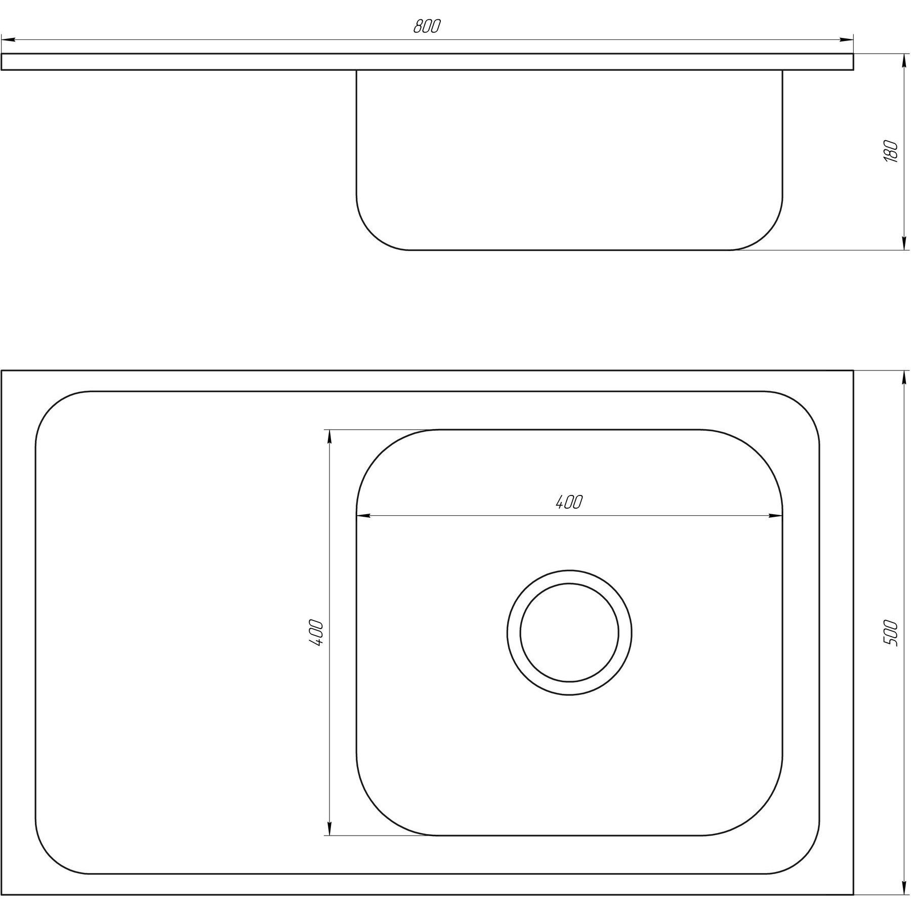 Мийка кухонна накладна прямокутна 800х500х180 Decor Right MR 8050 R D  Mira