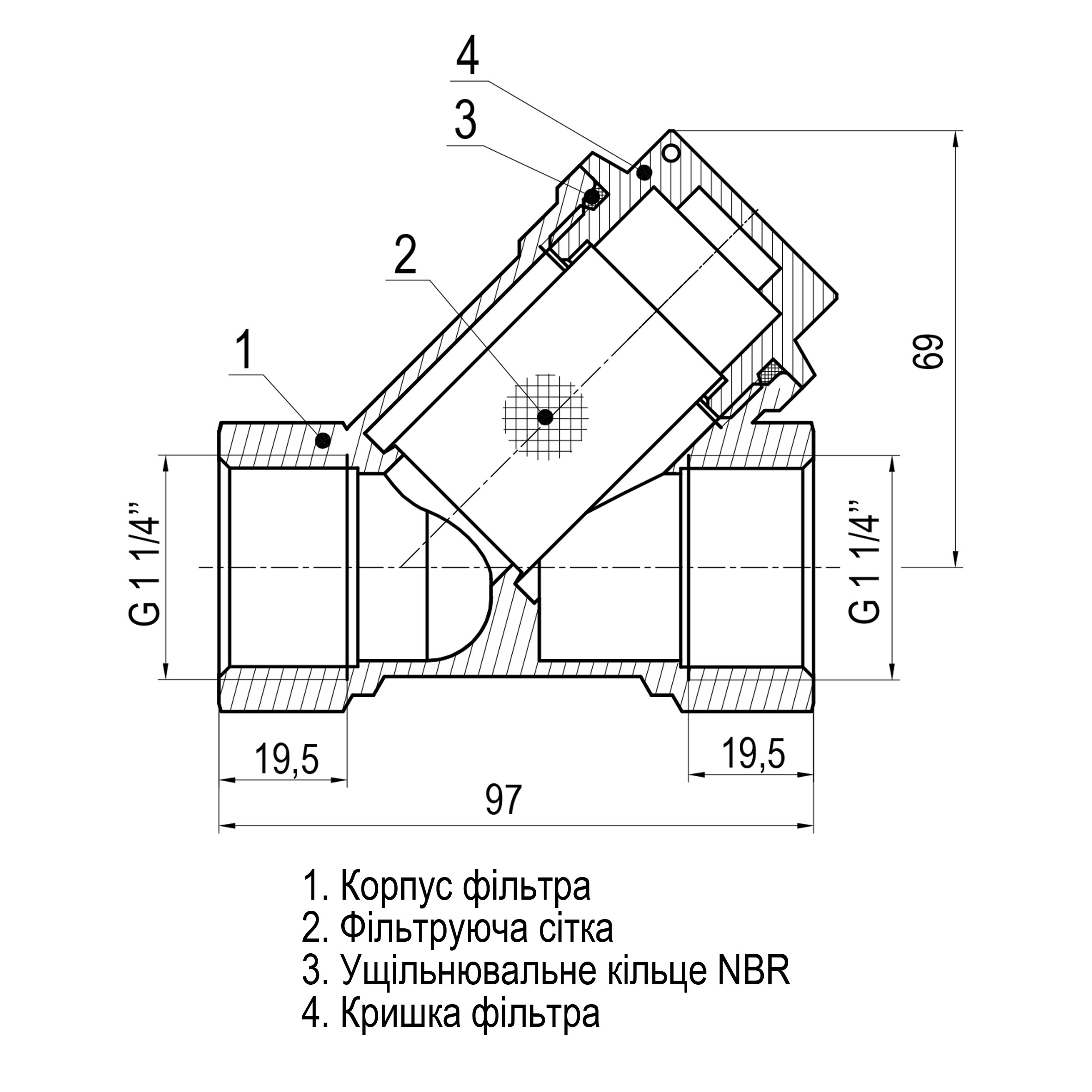 Фільтр грубого очищення SELBA 1 1/4″ SL1512