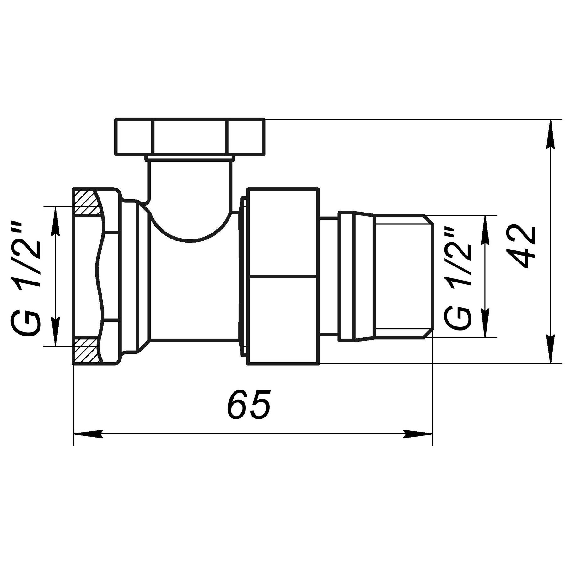Кран радіаторний прямий ECO Technology ECO5108 1/2″ під ключ з ущільнювачем