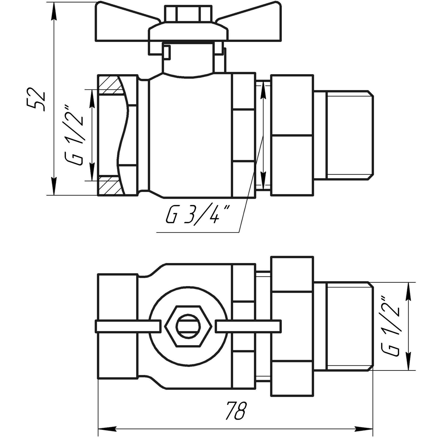 Кран кульовий ARCO      1/2″ SENA 154103 прямий з американкою  (754103)