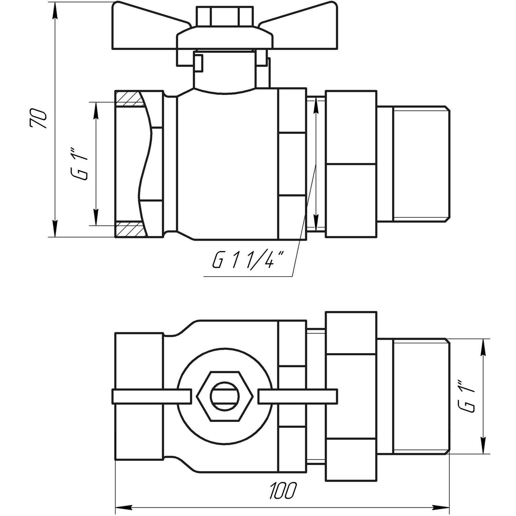 Кран кульовий ARCO    1″ SENA 154105 прямий з американкою (754105)