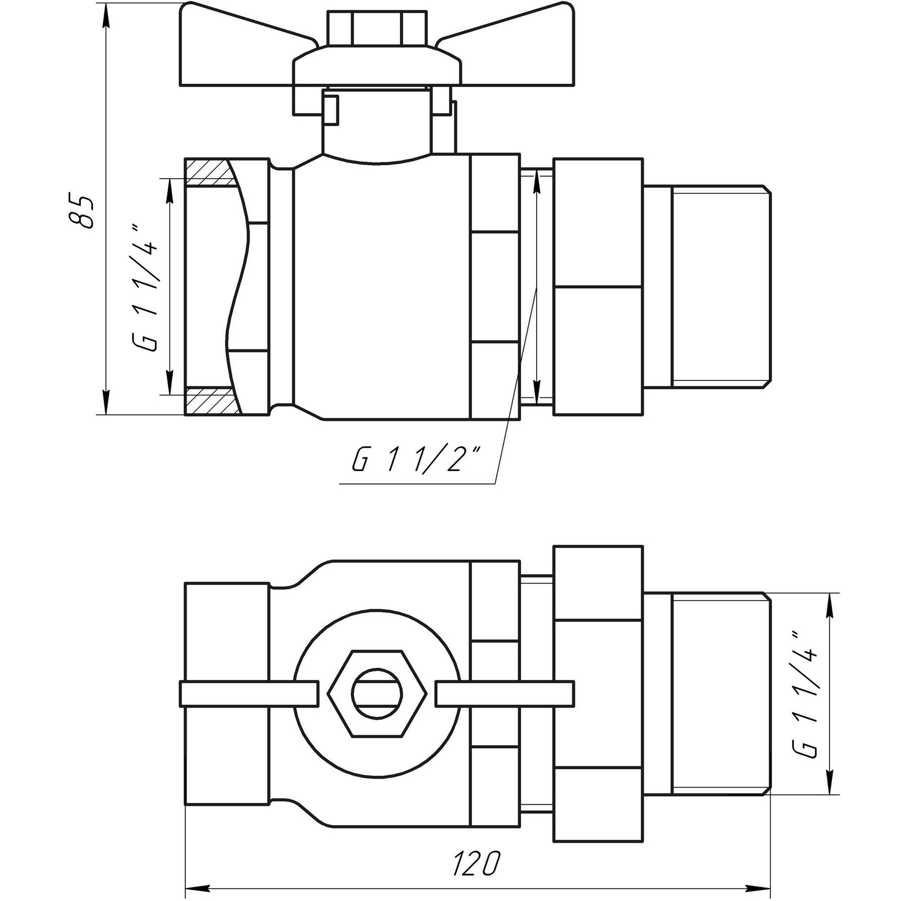 Кран кульовий прямий з американкою  ARCO 1 1/4″ SENA 154106