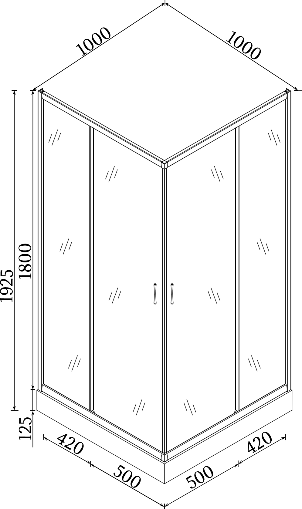 Душова кабіна квадратна ODRA L100FS (L100) BRAVO (2уп.)