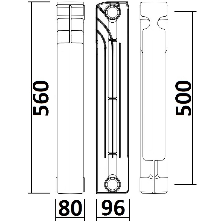 Радіатор біметалевий секційний QUEEN THERM 500/96 (кратно 10)