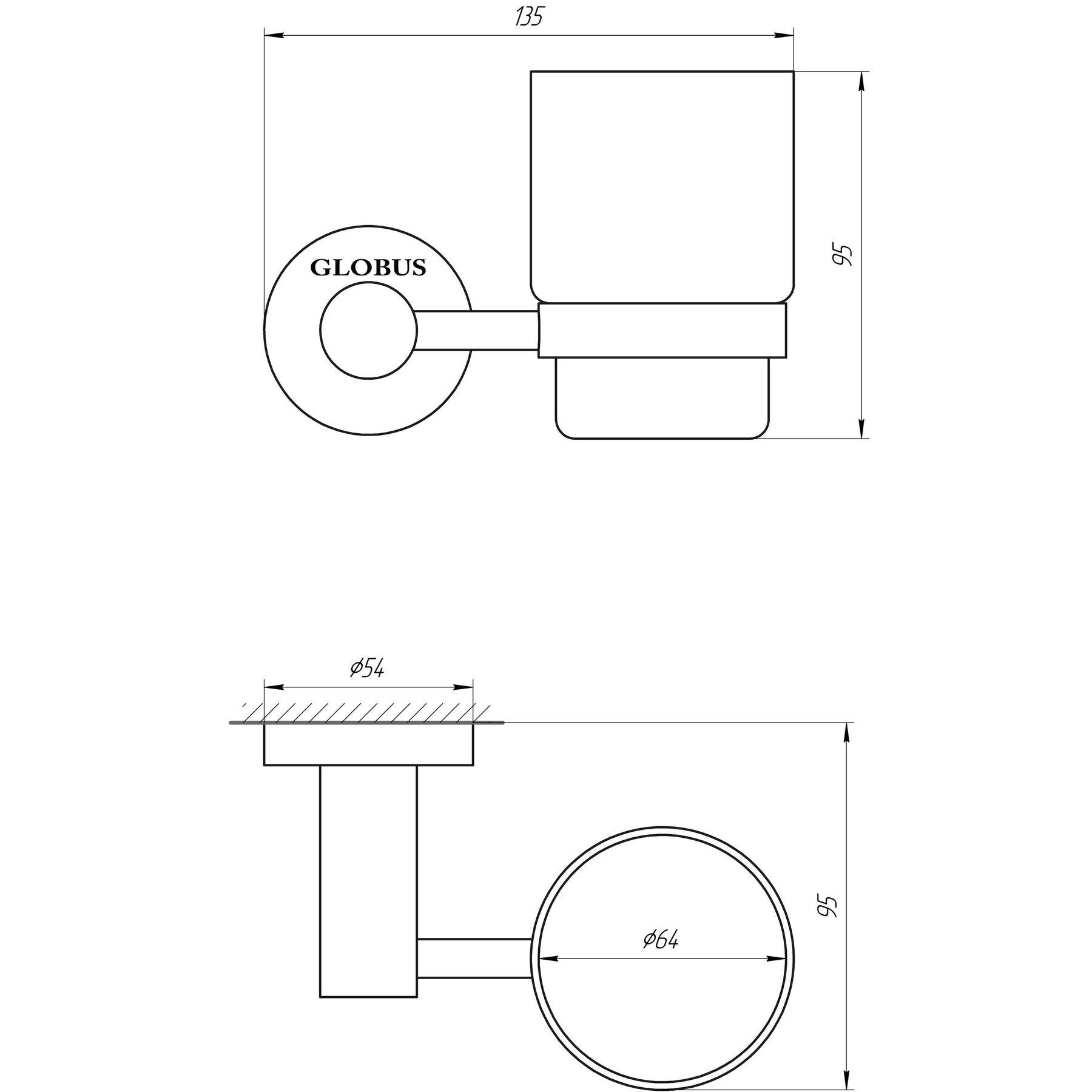 Стакан одинарний Globus Lux SS 8409  SUS304