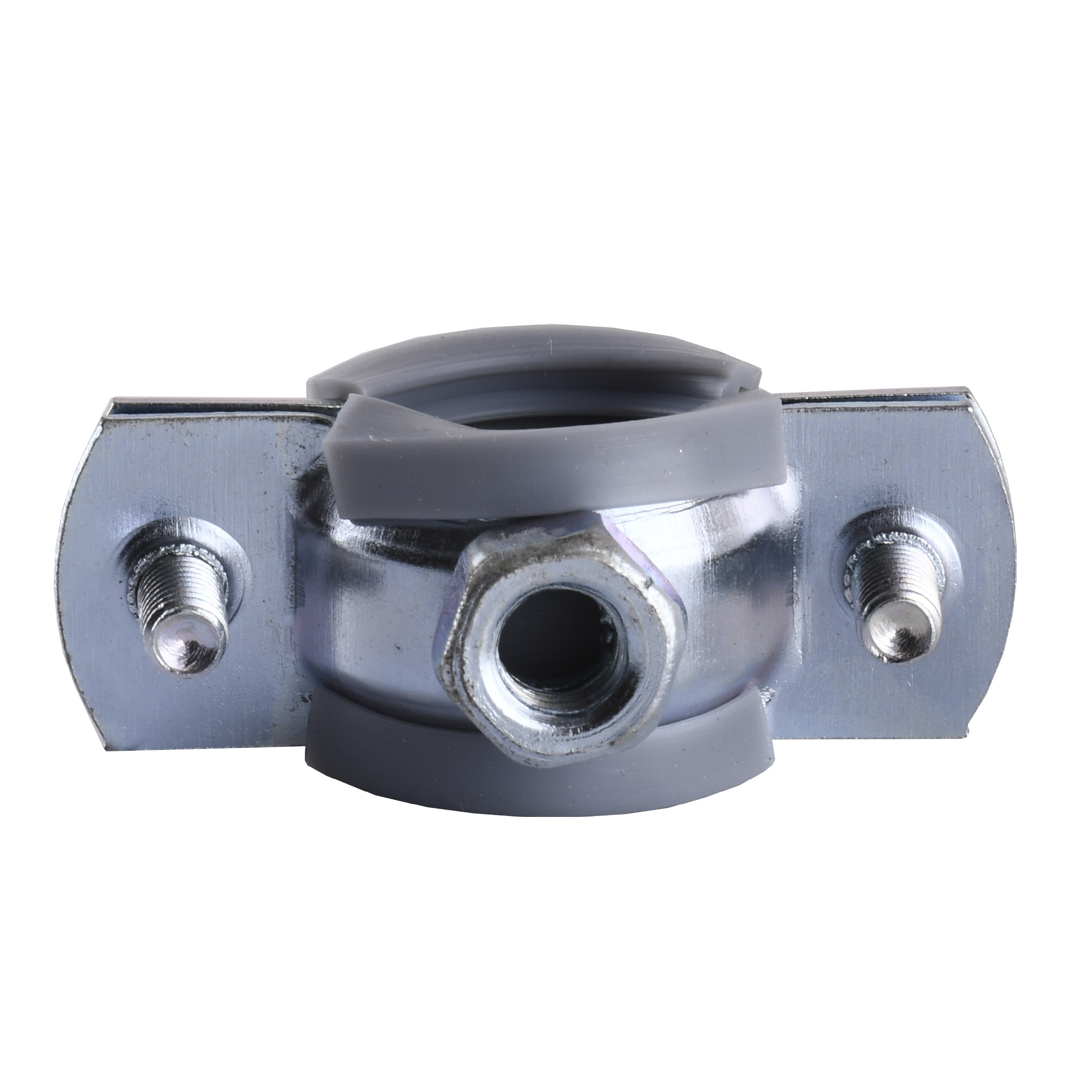 Хомут в зборi CR     3/8″ (16-19мм) з гвинтом-шурупом 8*80 та дюбелем в уп., сірий