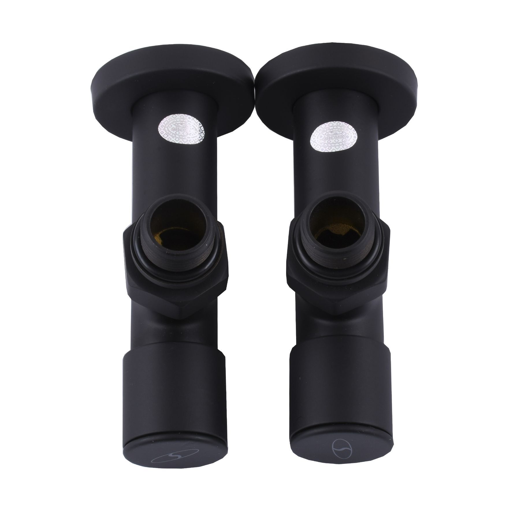 Набір Кран вентильний кутовий з американкою SOLOMON LUX 1/2″  7777  (2шт.) BLACK   (1уп)