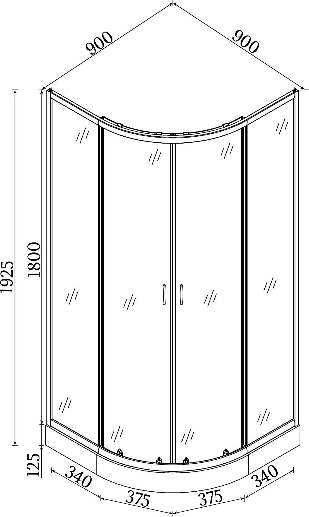 Душова кабіна півкругла DRAWA L90TB (L90BT) BRAVO (2уп.)