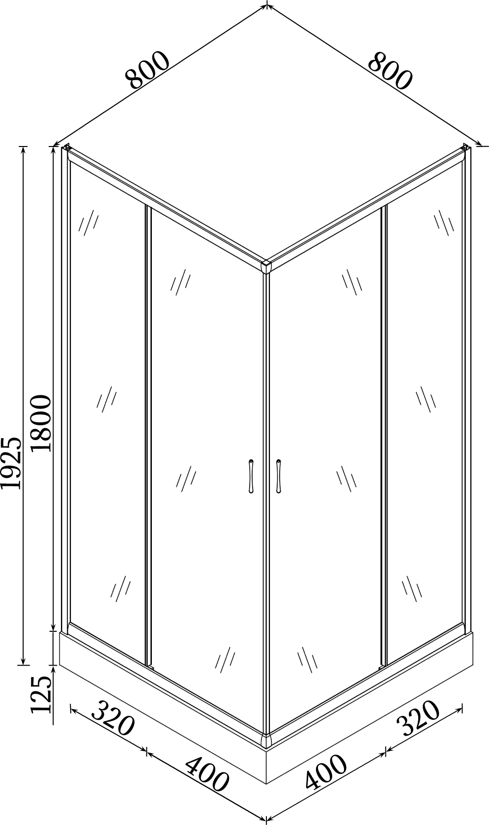 Душова кабіна квадратна NER L90TB.Line (L90B.Line) BRAVO (2уп.)