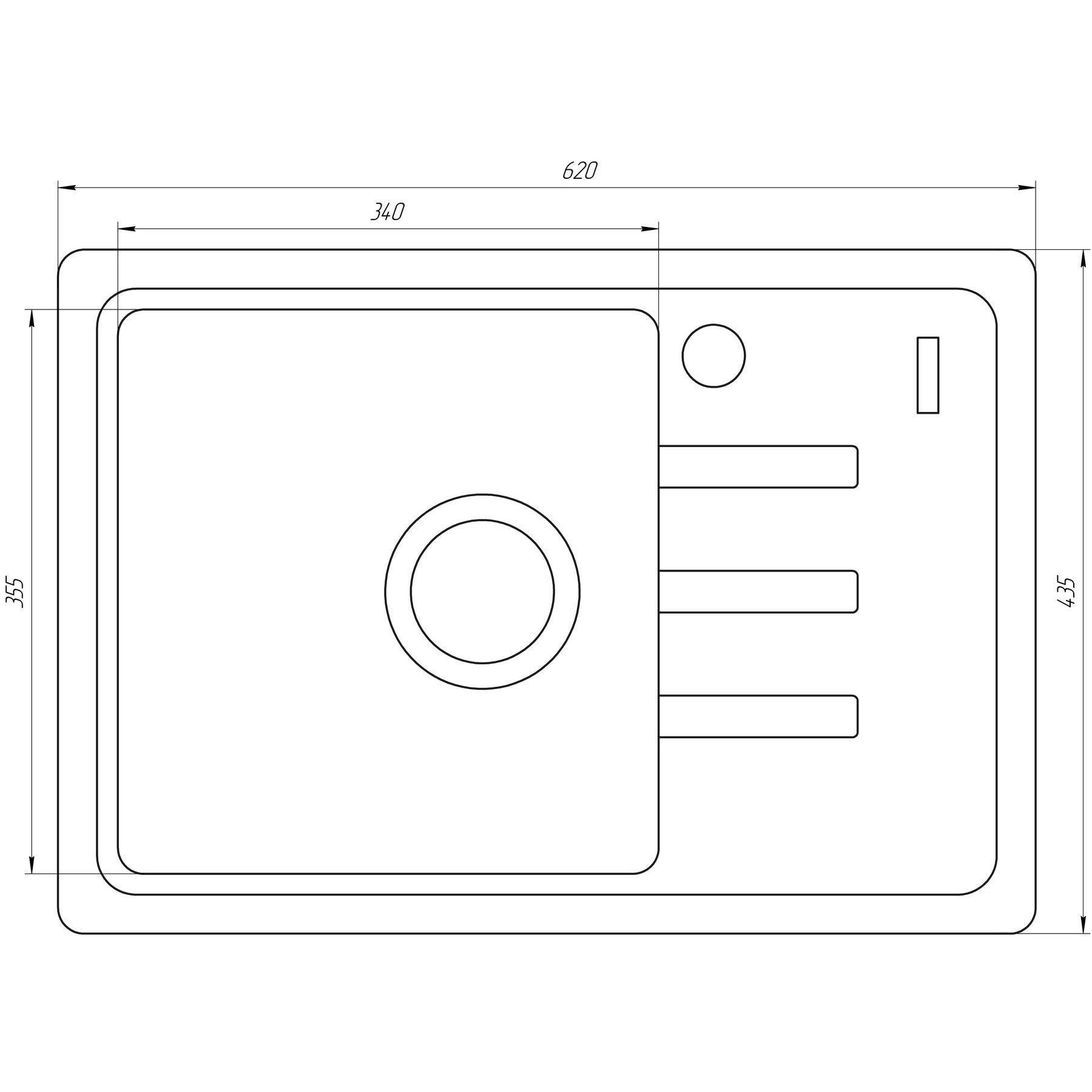 Гранітна мийка Globus Lux MONO піщаний 620х435мм-А0004