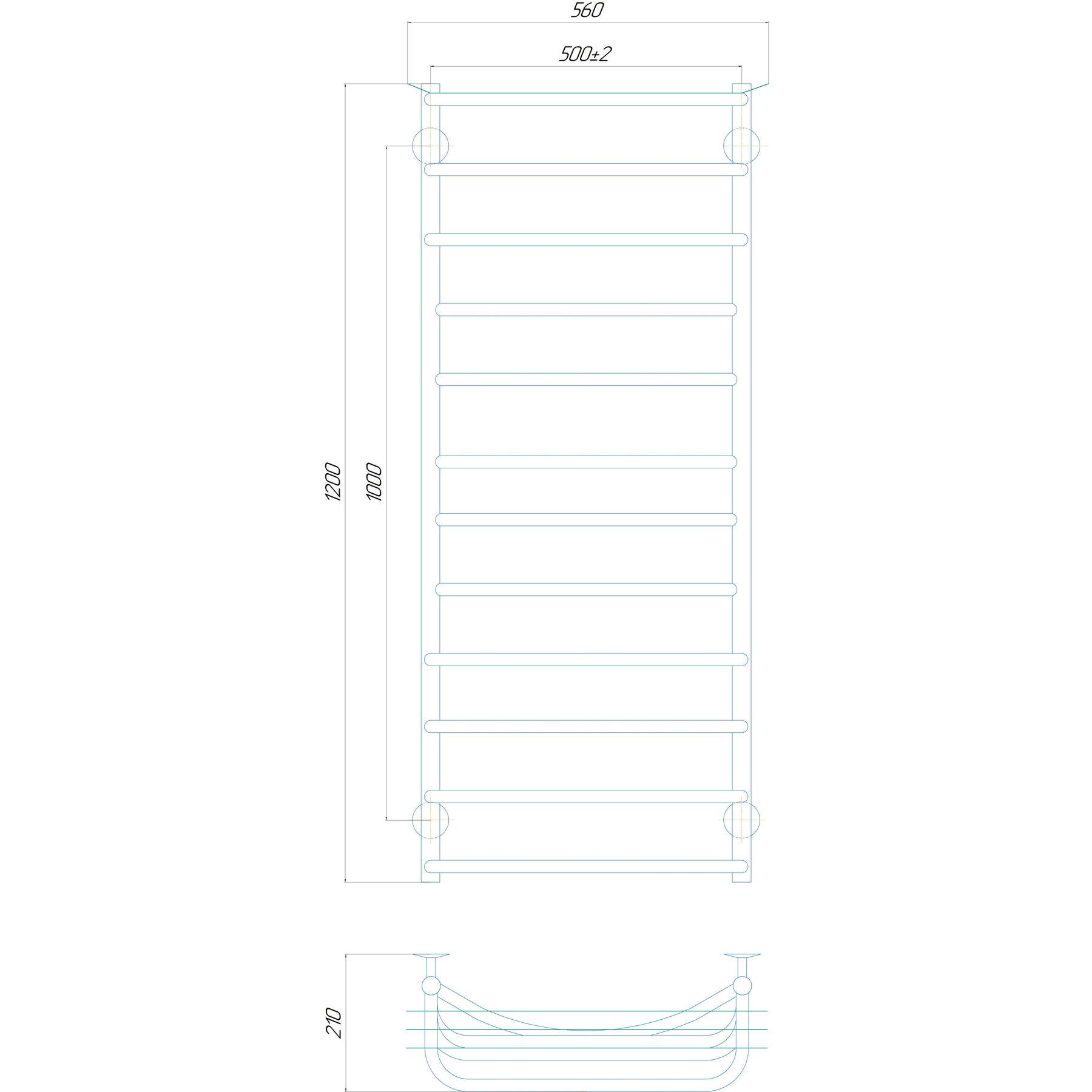 Рушникосушарка UNIO Zp W 1200-500-12 Зета з полицею вода