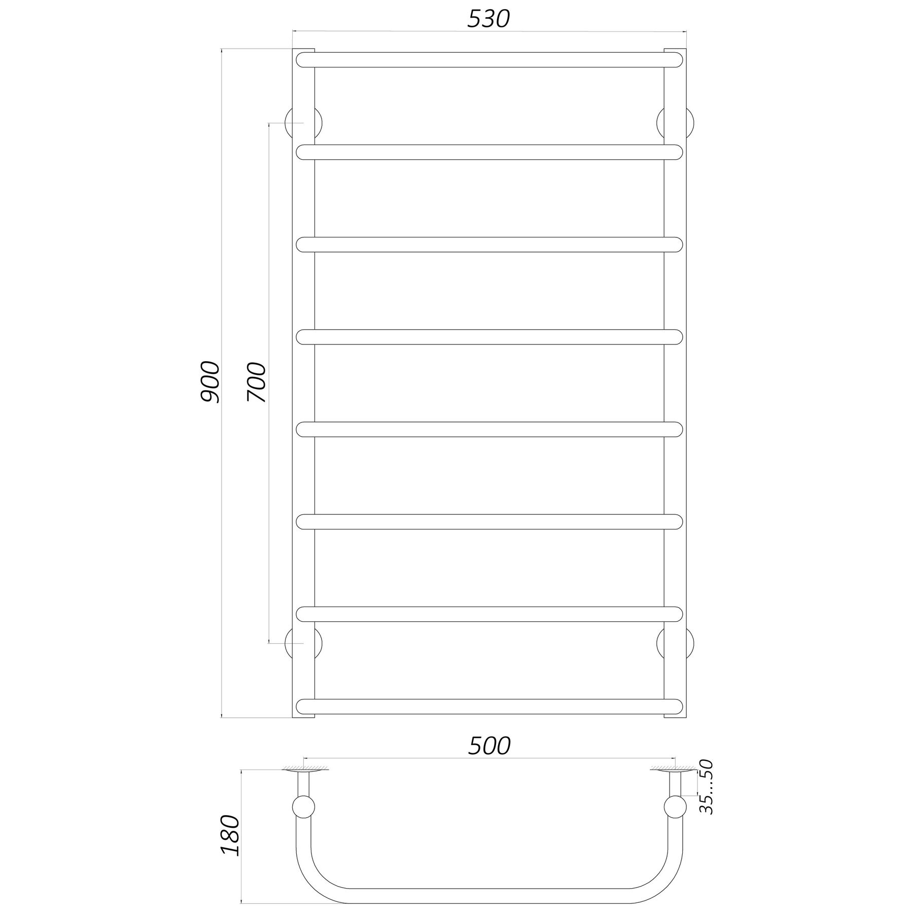 Рушникосушарка UNIO LS ER 900-500-8  Драбинка Скоба електро