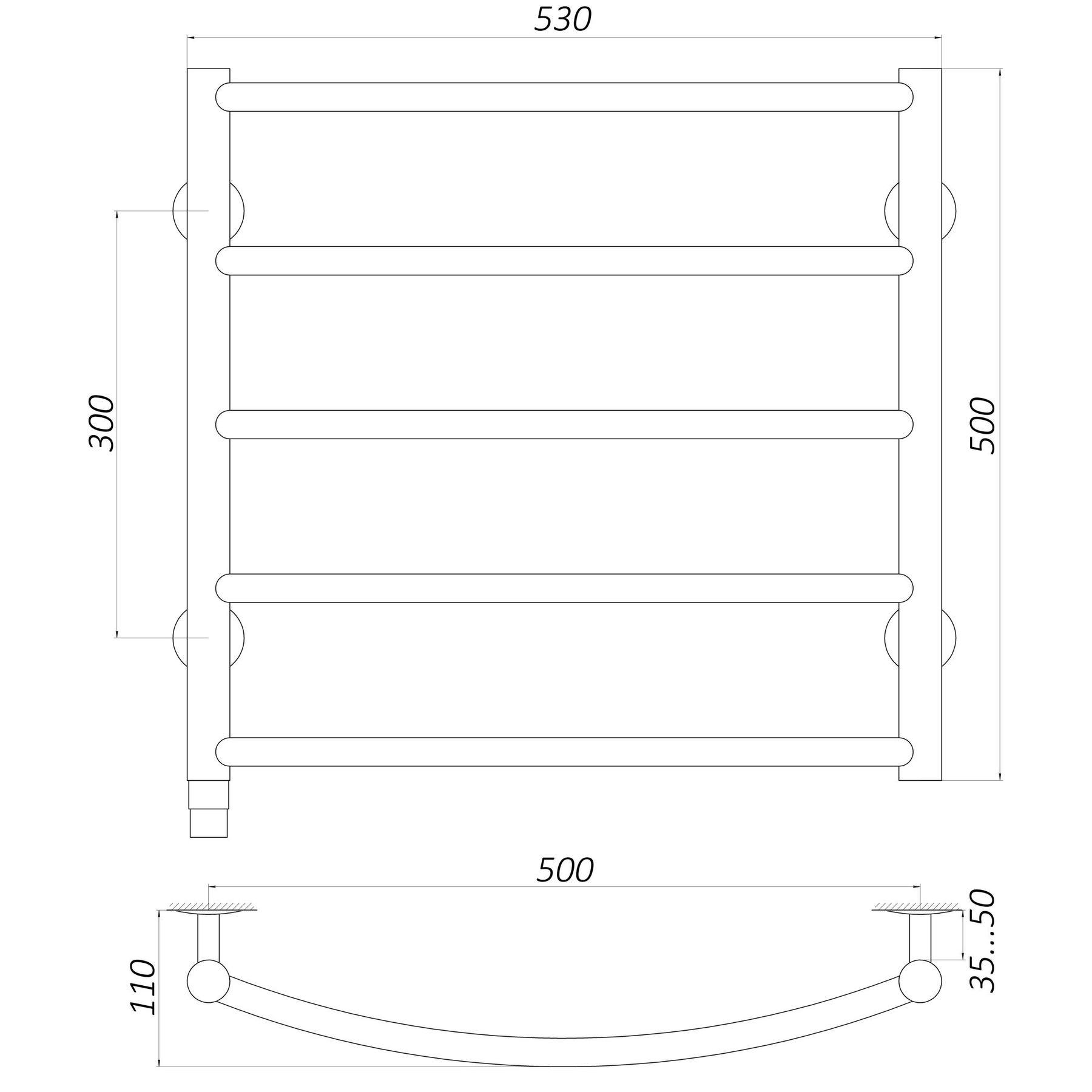 Рушникосушарка UNIO LD ER 500-500-5 BLK Драбинка Дуга електро чорна