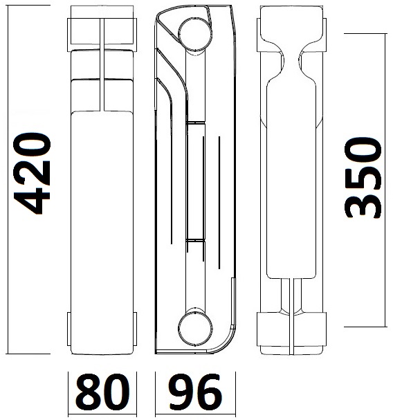 Радіатор біметалевий секційний QUEEN THERM 350/96 (кратно 10)